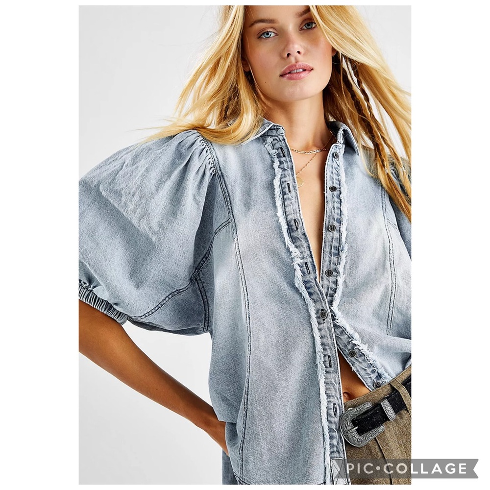 We The Free Suhrie Denim Top